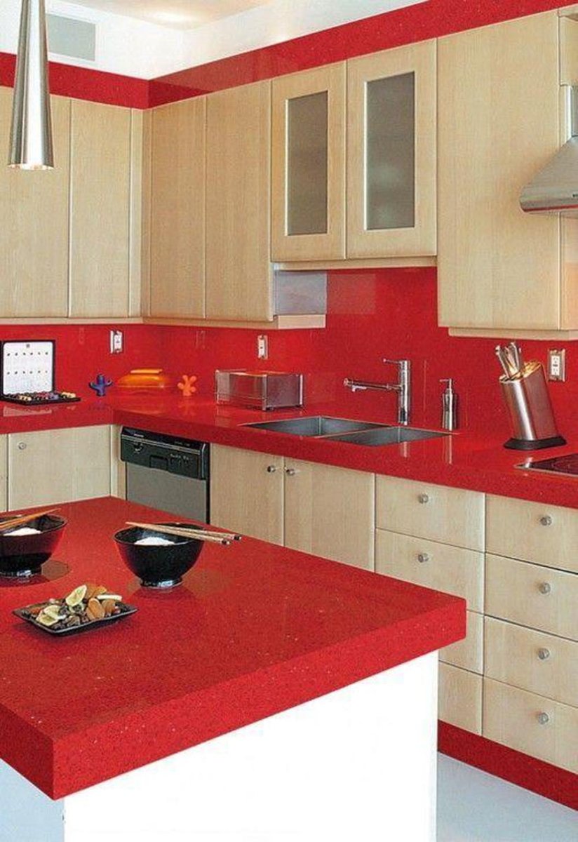 Столешница для кухни красного цвета