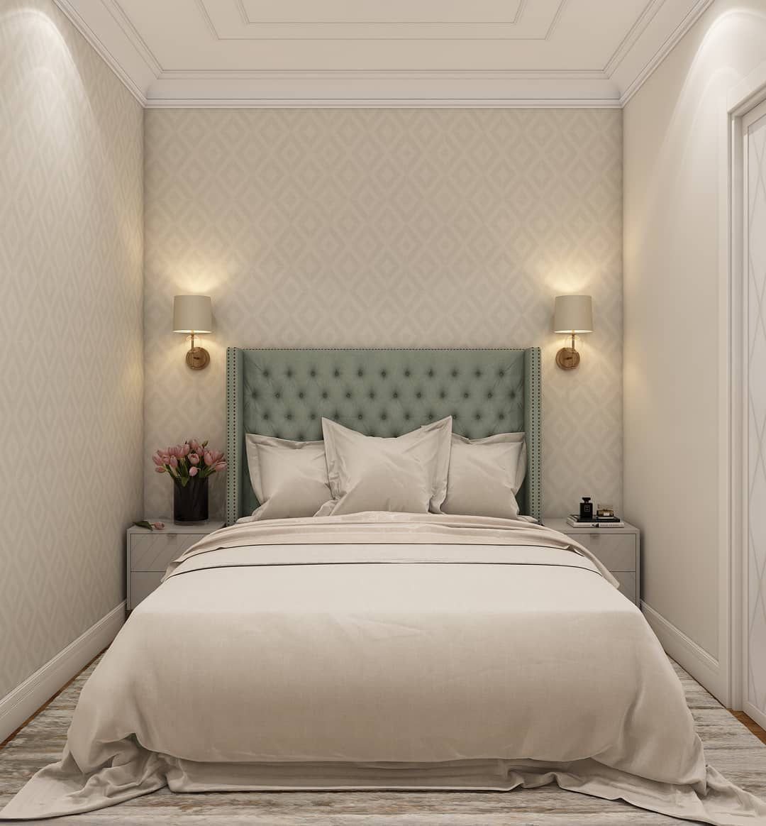 Дизайн маленькой спальни без окон - фото