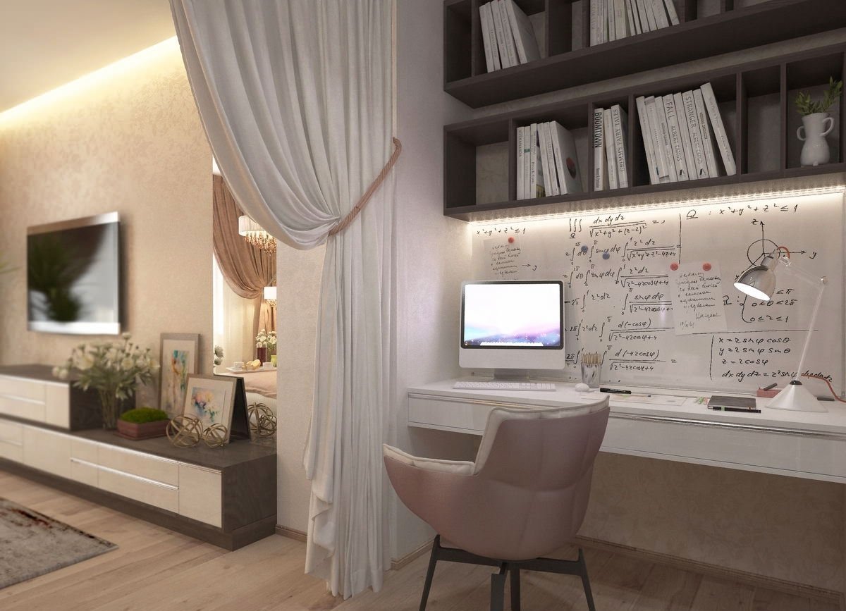 Спальня кабинет в одной комнате