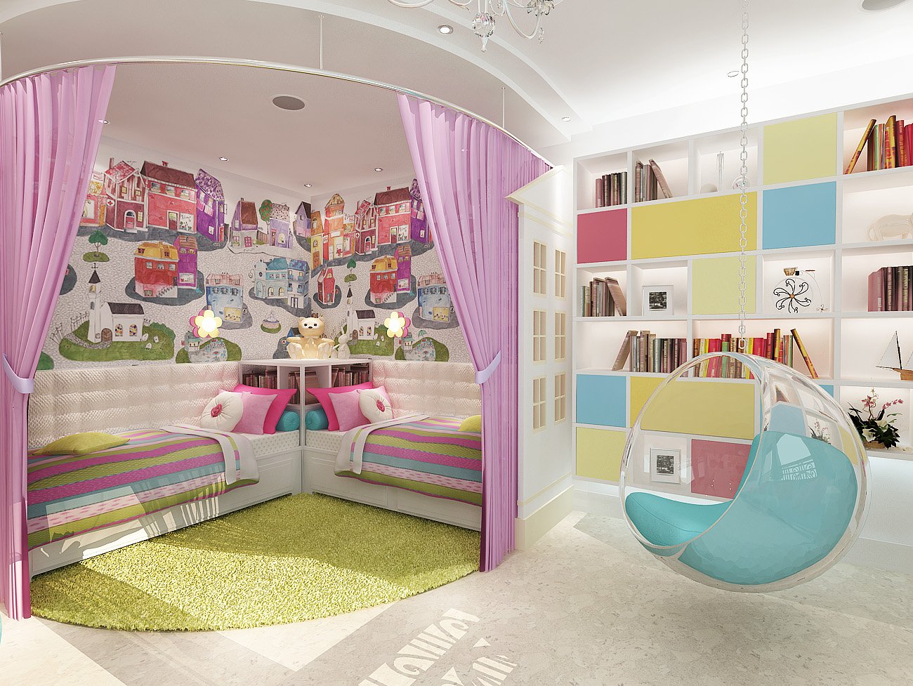 Дизайн интерьера детской комнаты для двух детей