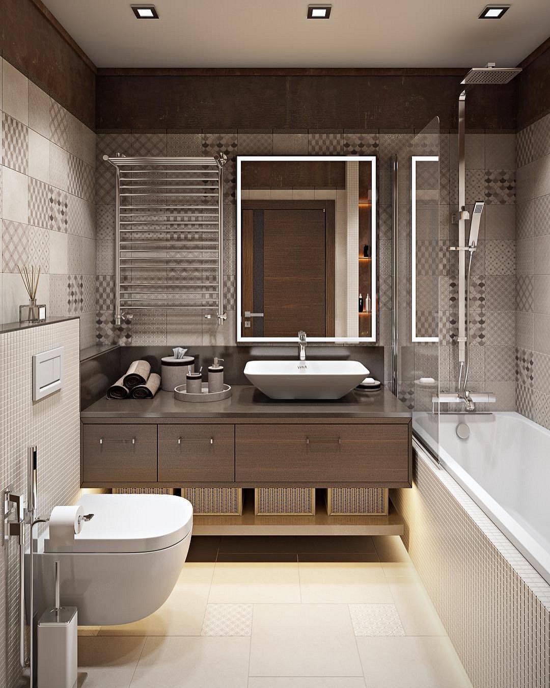 Дизайн ванной 8 м2 в современном стиле