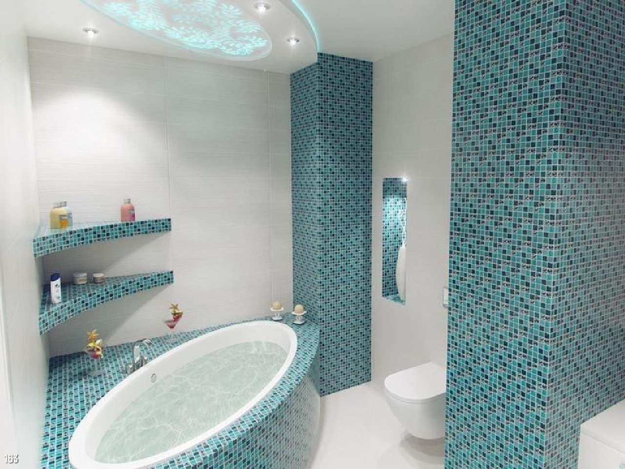 Плитка мозаика в ванной - 50 фото