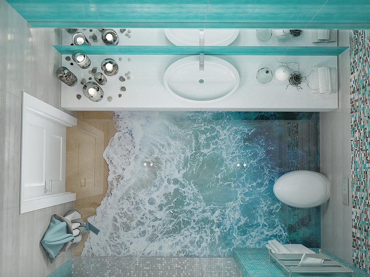 Морской стиль в оформлении ванной комнаты