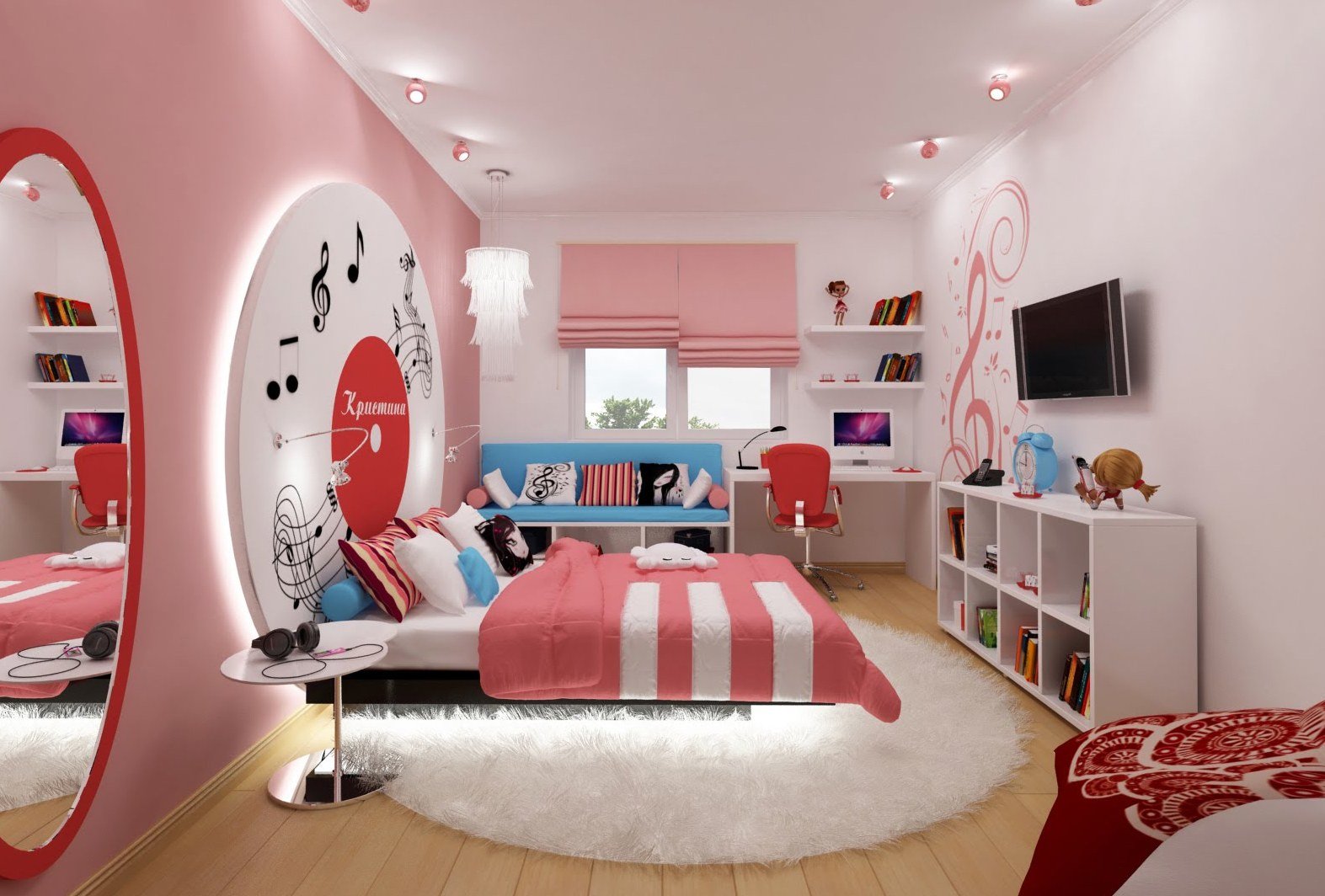 Комната для подростка в американском стиле девочки