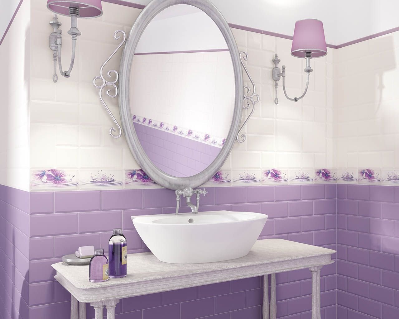 ванная комната сиреневом цвете дизайн фото
