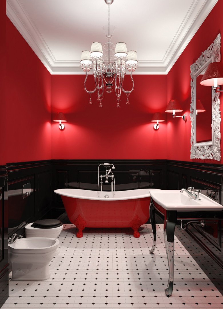 Особенности оформления ванной в красном цвете