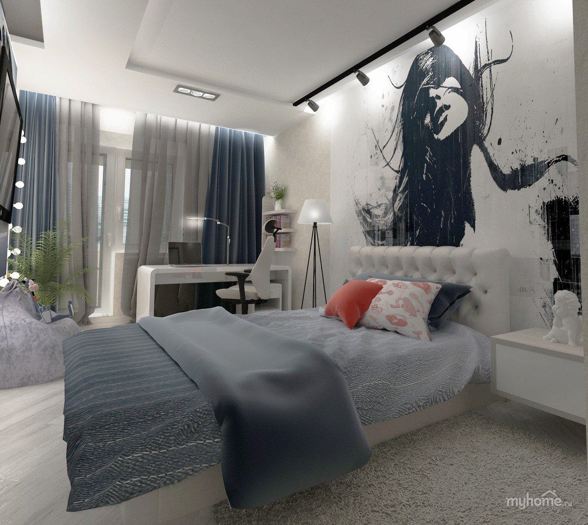 комната для девушки в современном стиле дизайн спальня небольшая