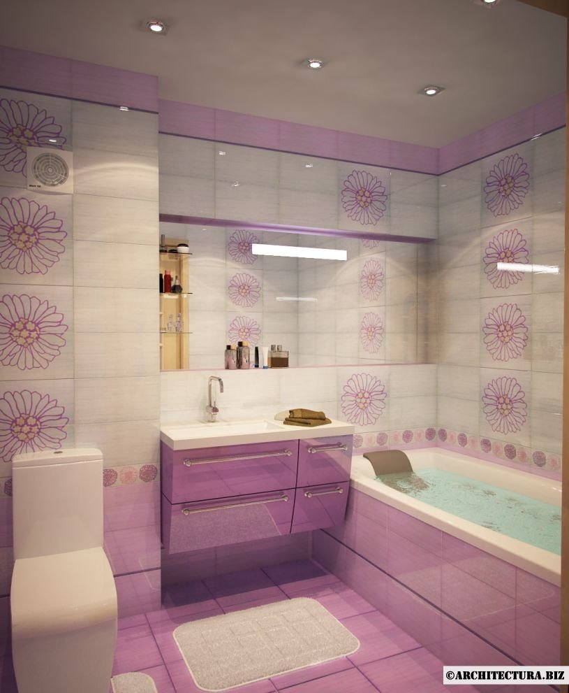ванна в сиреневом цвете дизайн
