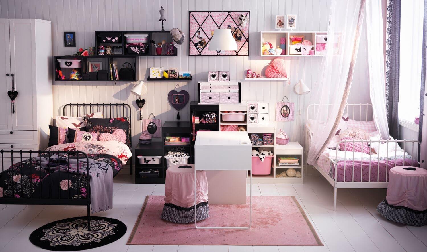 Мебель новая комната. Детская комната для девочки икеа. Кровать миннен икеа розовая. Спальня с икеа миннен. Детская комната икеа для двоих девочек.