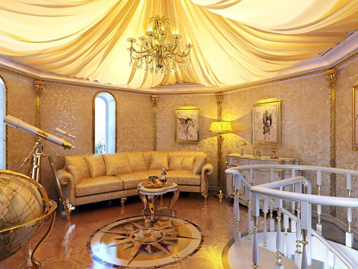 Дом золотого цвета. Золотой интерьер. Золотая комната. Квартира в дворцовом стиле. Комната из золота.