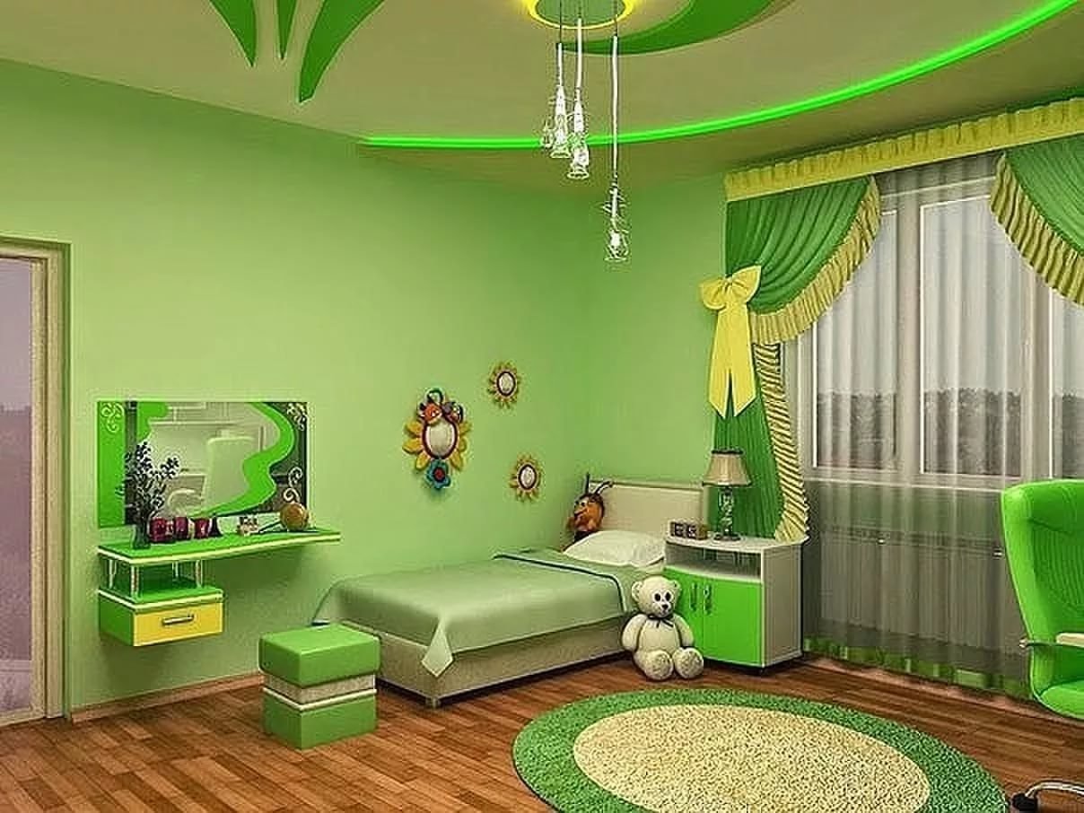Детская комната в зеленых тонах фото