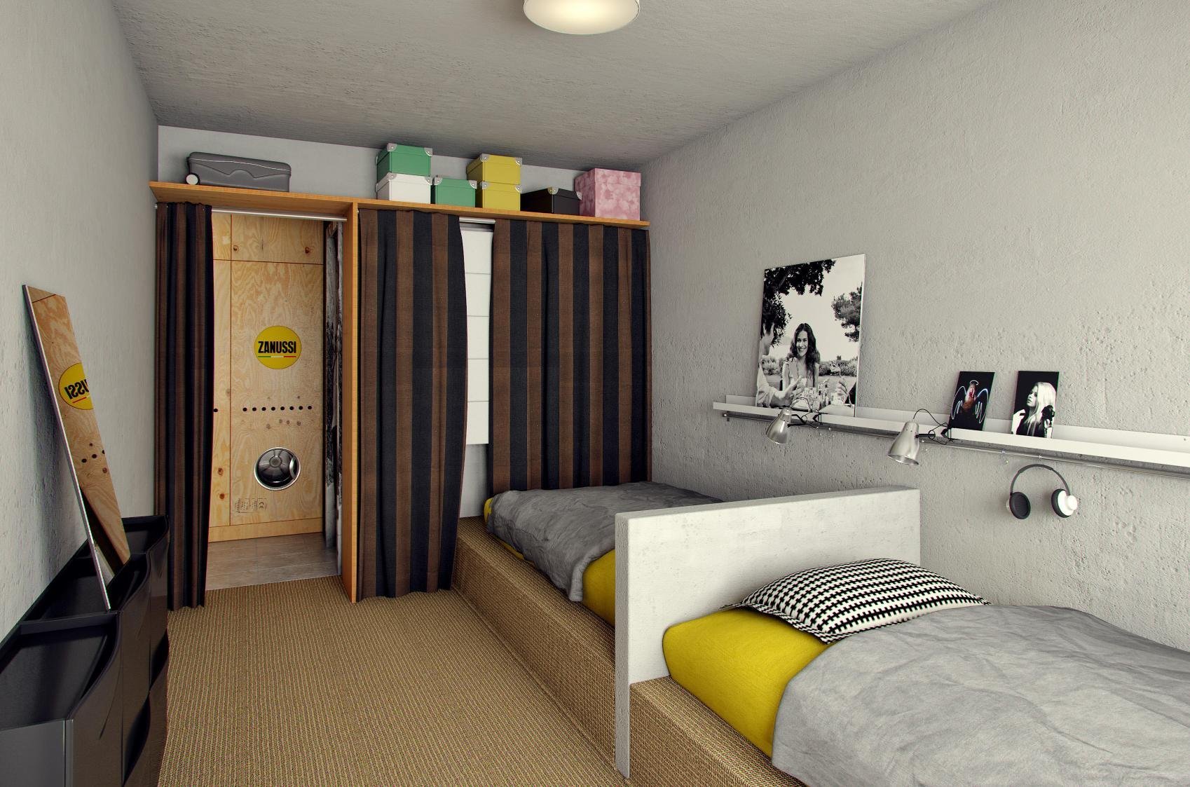 Оформляем интерьер комнаты в общежитии для студента или семьи