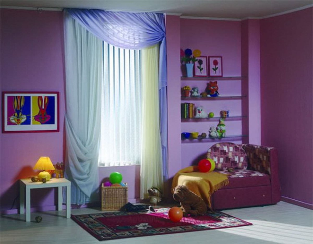Занавески в детской комнате фиолетовые