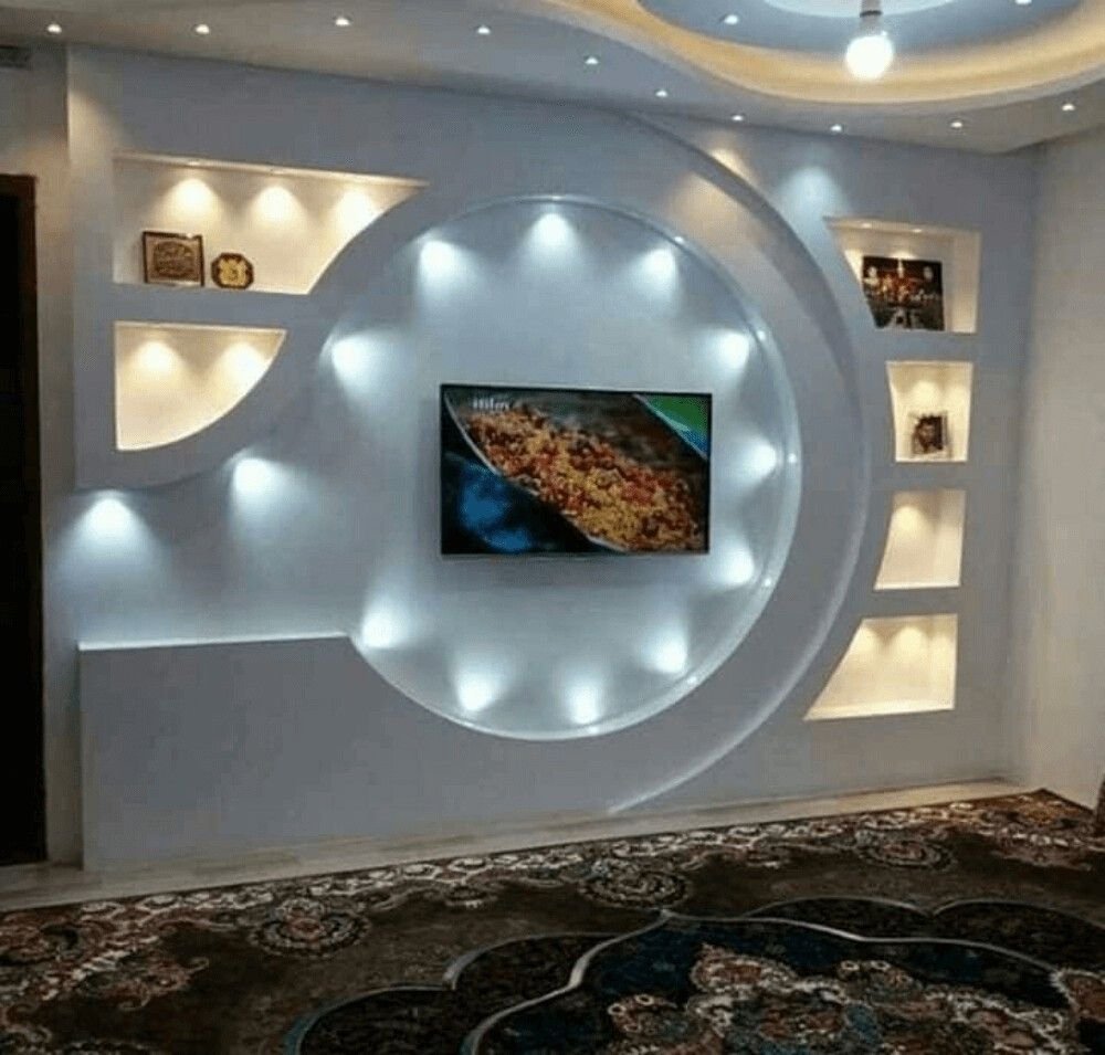 стенки из гипсокартона под телевизор фото