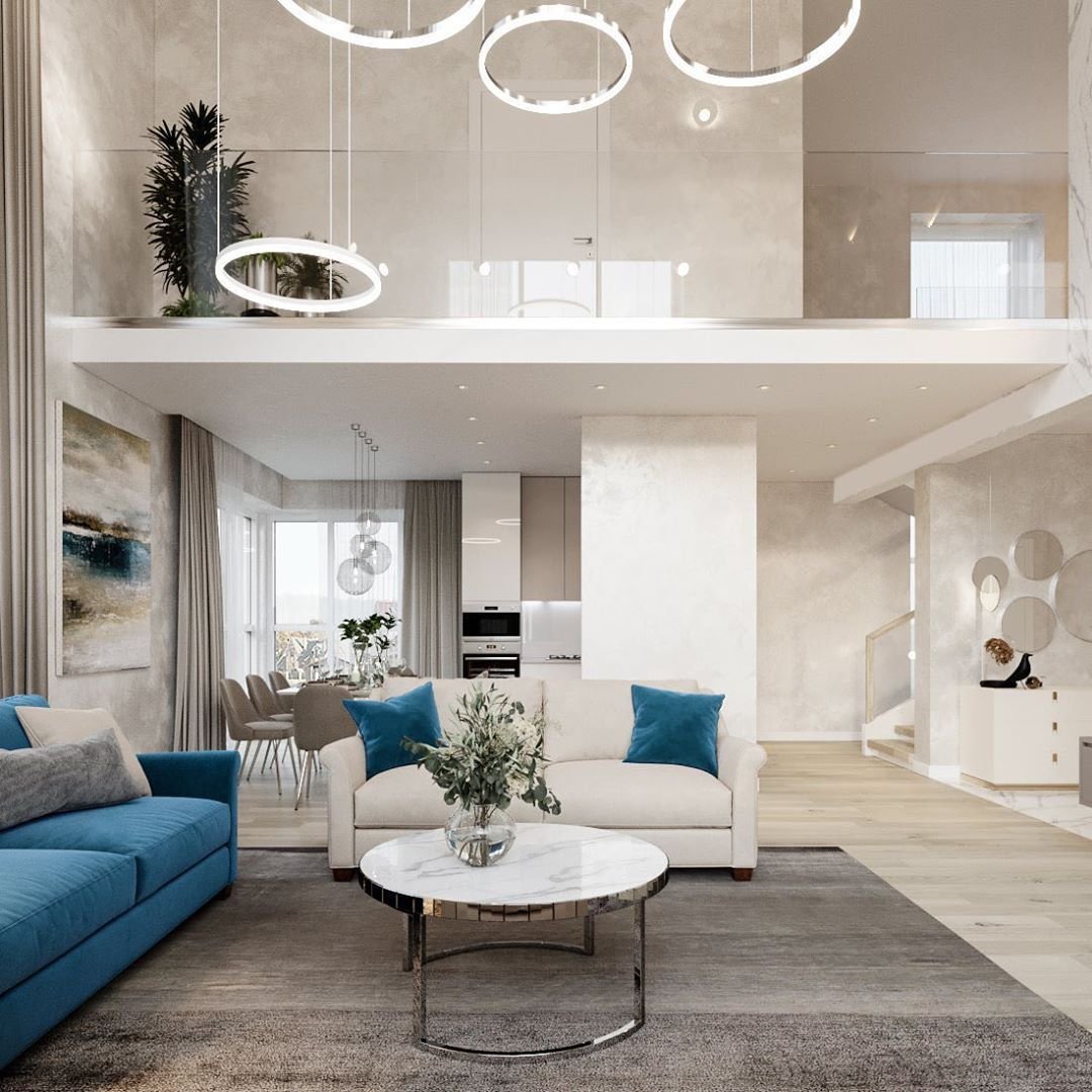 Интерьер зала в частном доме