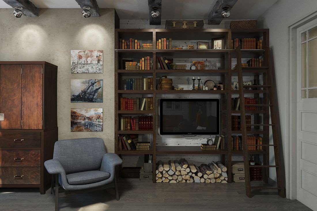 Стеллаж лофт в нише