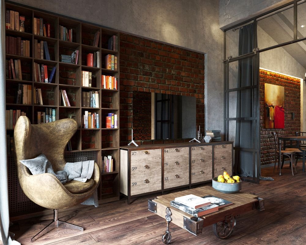 Книжный шкаф в стиле лофт