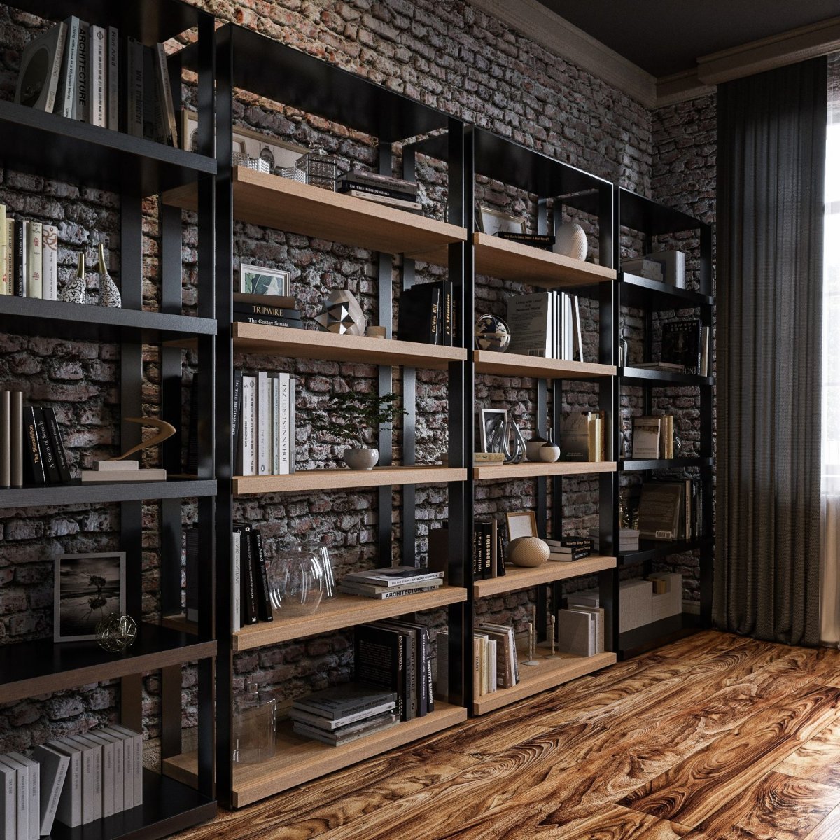 Стеллаж в стиле лофт в кабинет