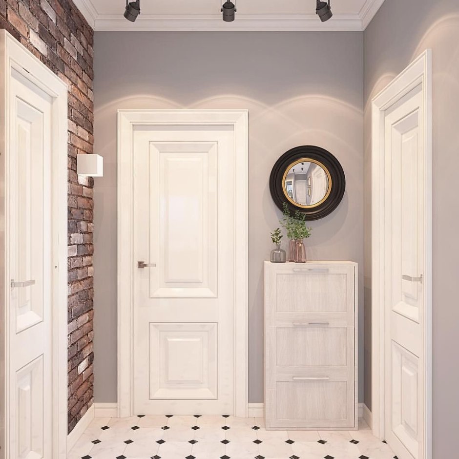 Коридор с белыми дверями