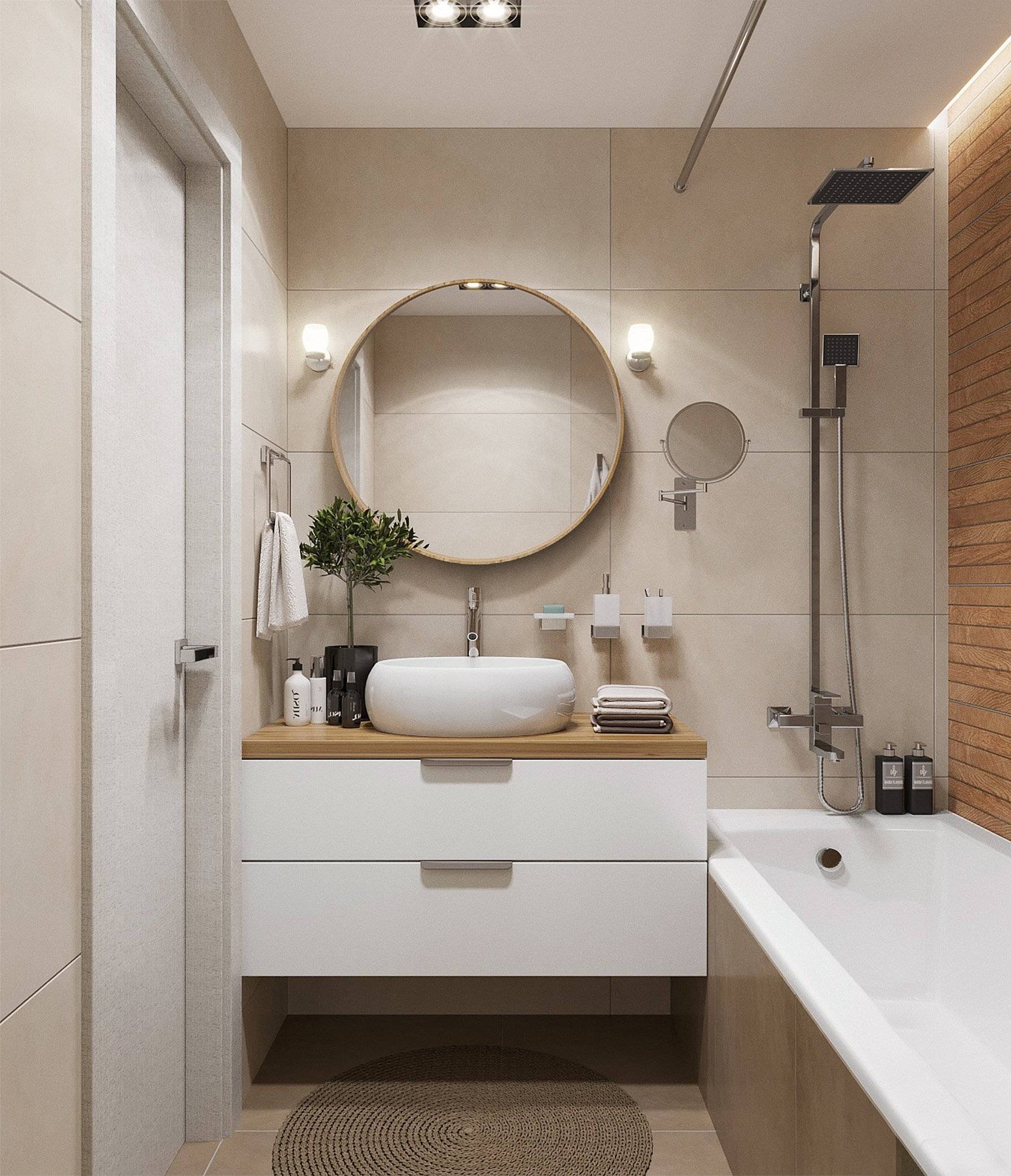 Дизайн ванной и туалета в светлых тонах