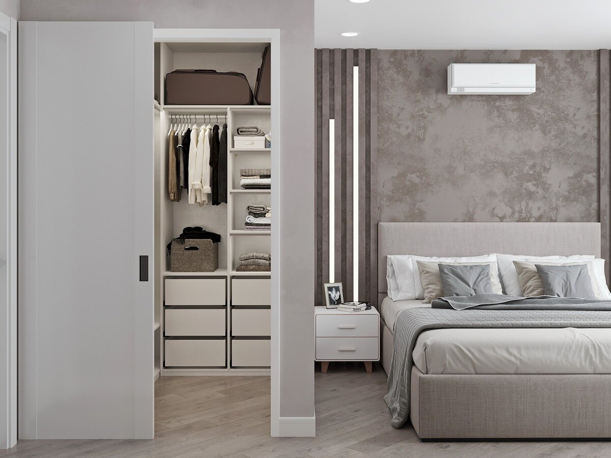 спальня 15 кв м с гардеробной интерьер дизайн