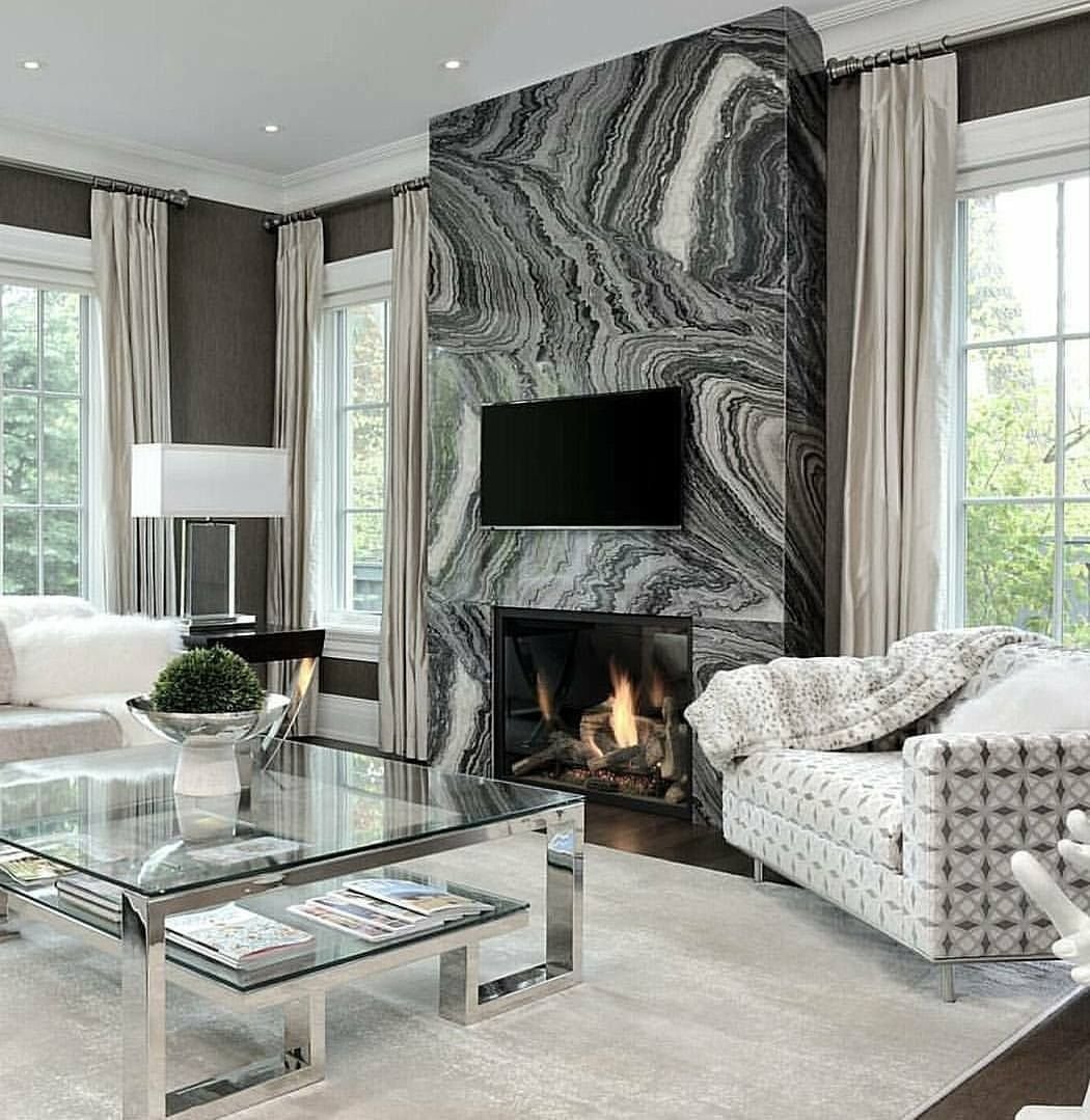 Камин в мраморе современный интерьер
