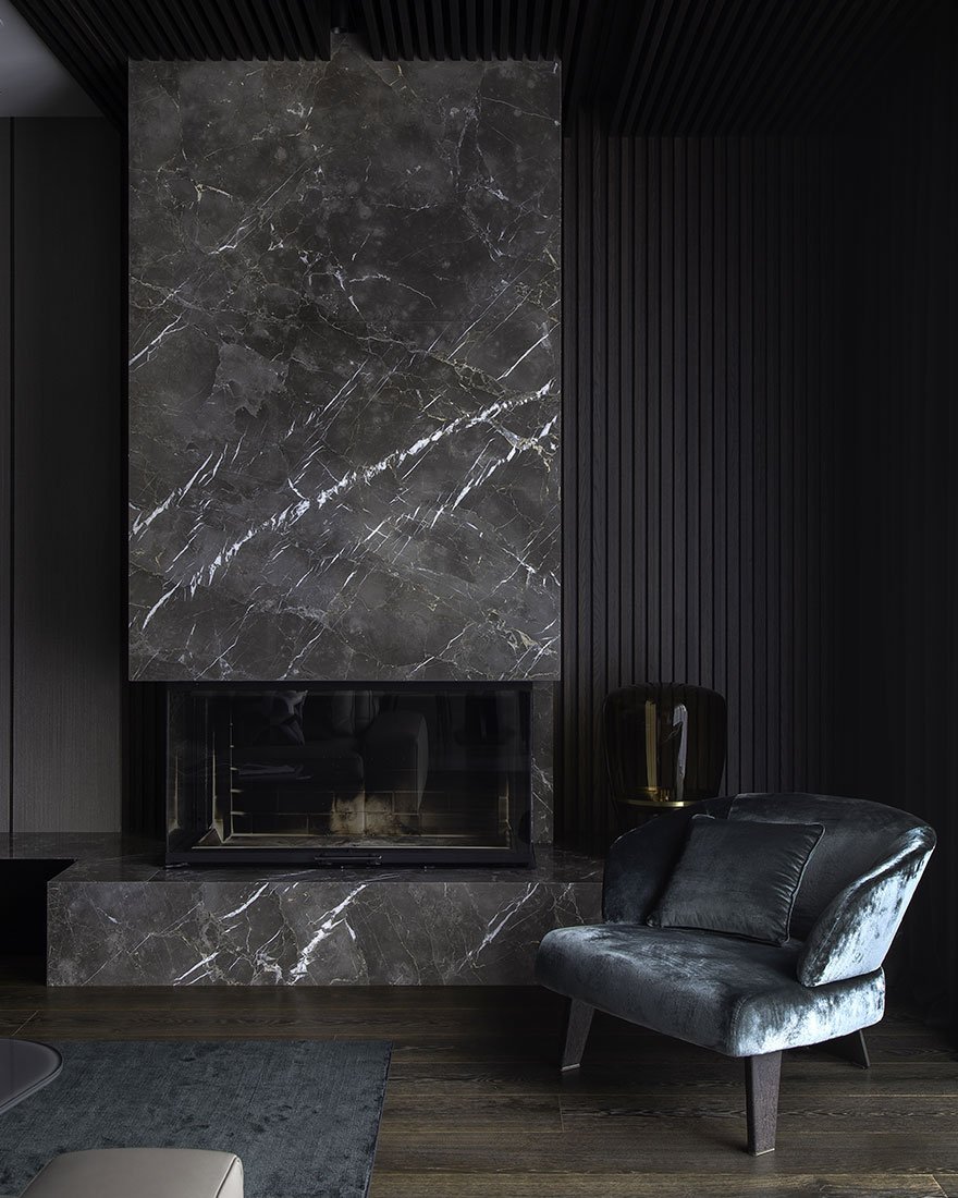 Серый мрамор в интерьере