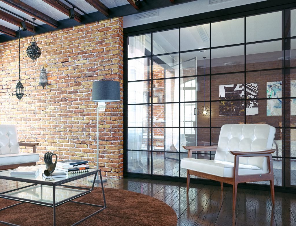 Стеклянная перегородка лофт