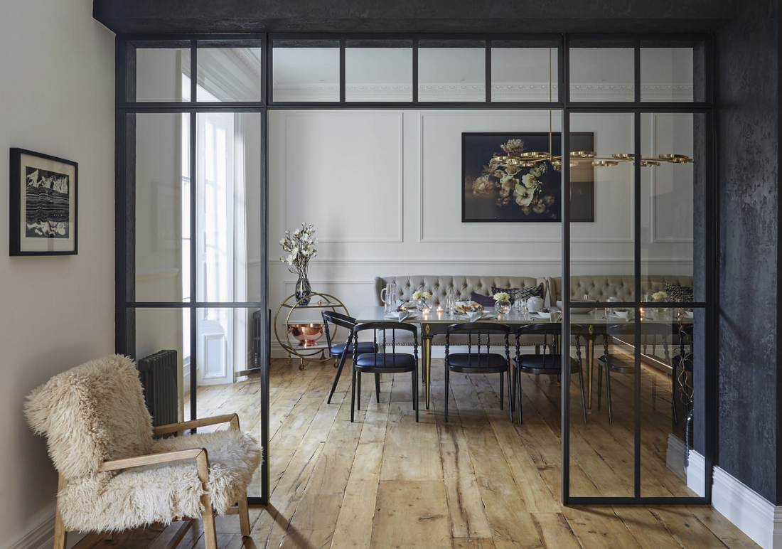 Стеклянные раздвижные перегородки в стиле лофт