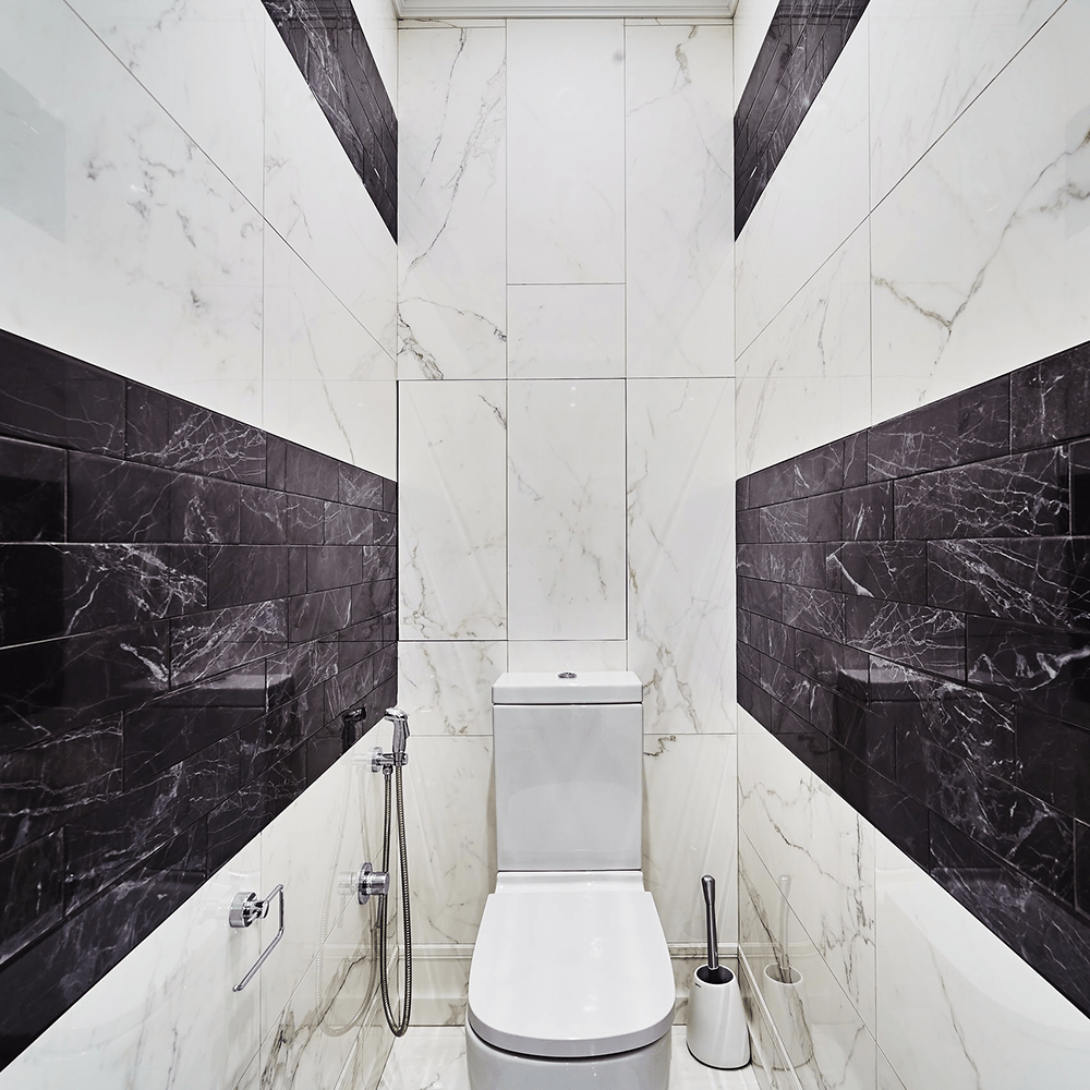 Черно белый туалет дизайн (74 фото)