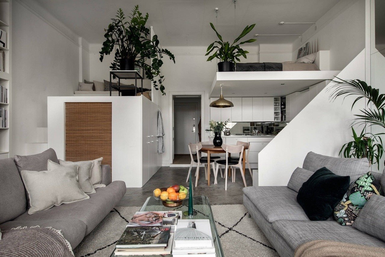 Маленькая квартира с высокими потолками идея двухуровневого дизайна