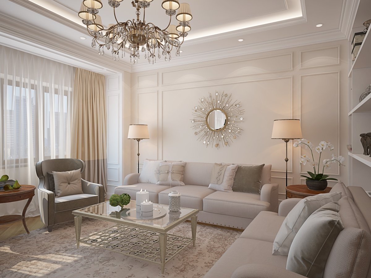 Интерьер гостиной 18 кв.м в классическом стиле