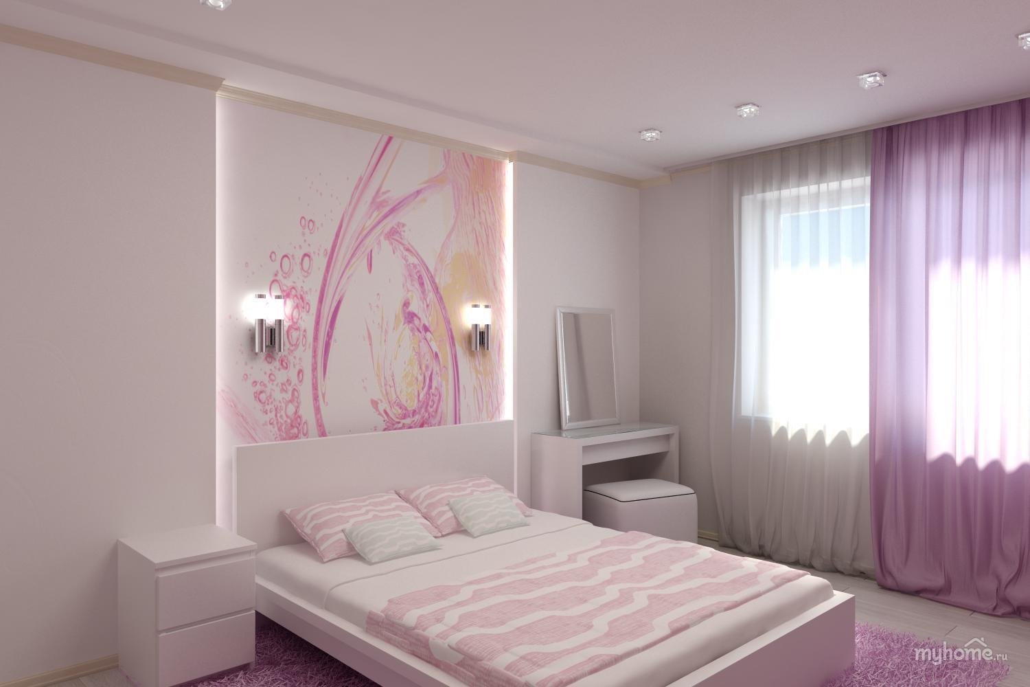 интерьер спальни в малиновом цвете