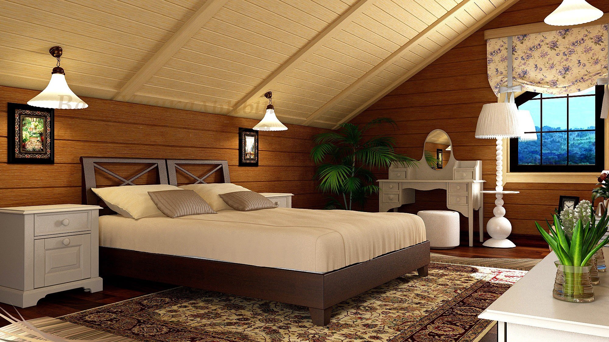 Дизайн спальни в доме из бруса ( фото) - фото - картинки и рисунки: скачать бесплатно