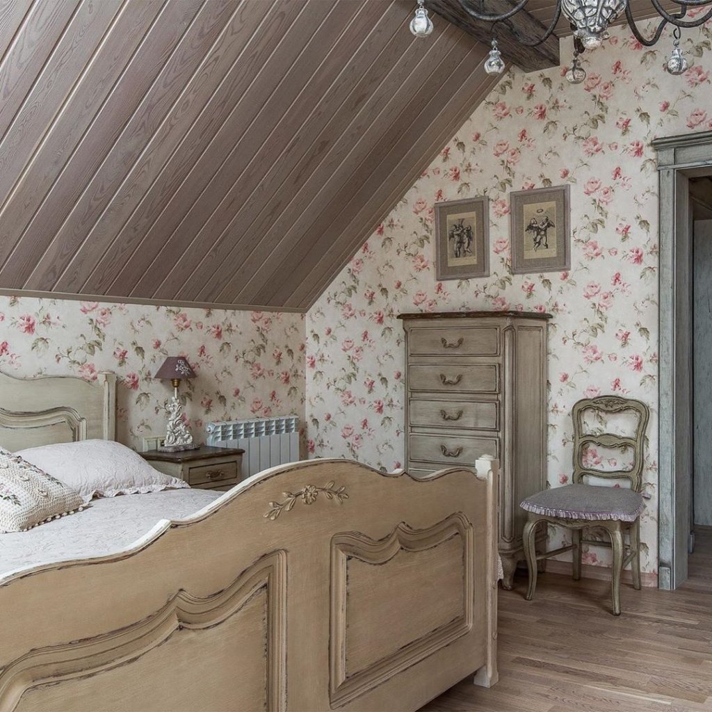 Вагонка в спальне в стиле Прованс