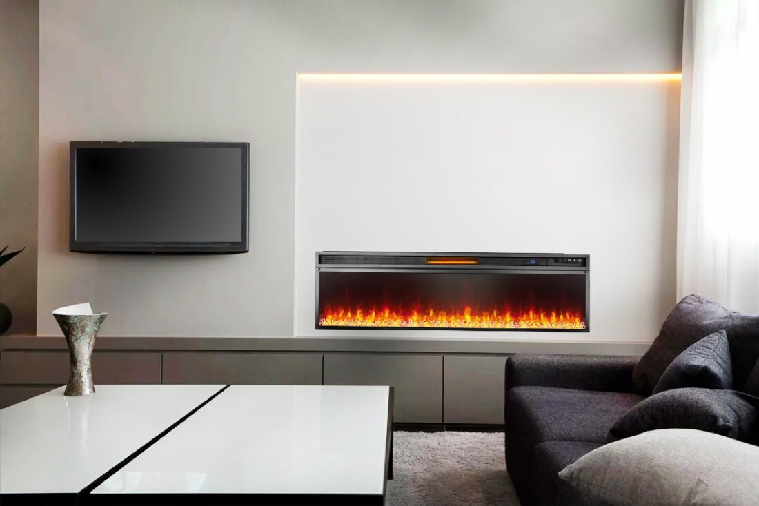 Камин встроенный в стенку