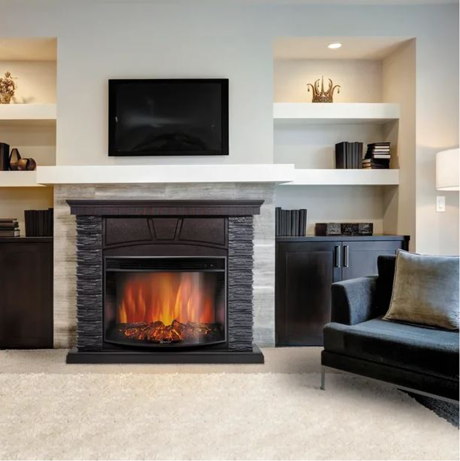 Горка с камином в гостиную