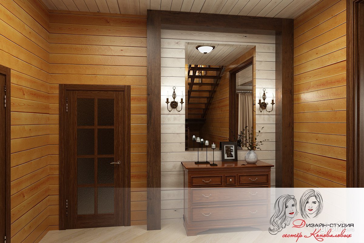 Прихожая в доме из клееного бруса