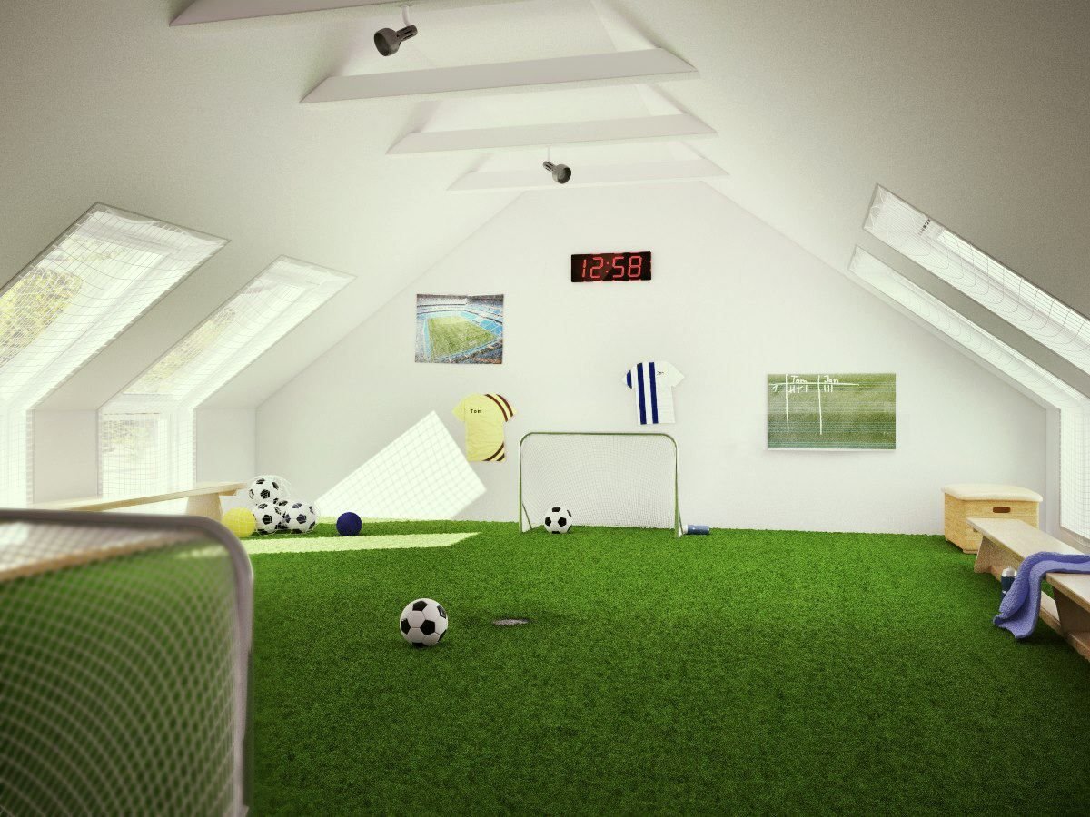 Мансардная комната в стиле футбола
