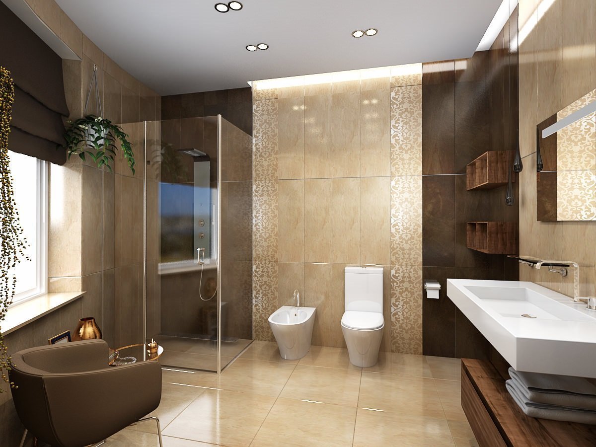 Ванная комната в коричневых тонах