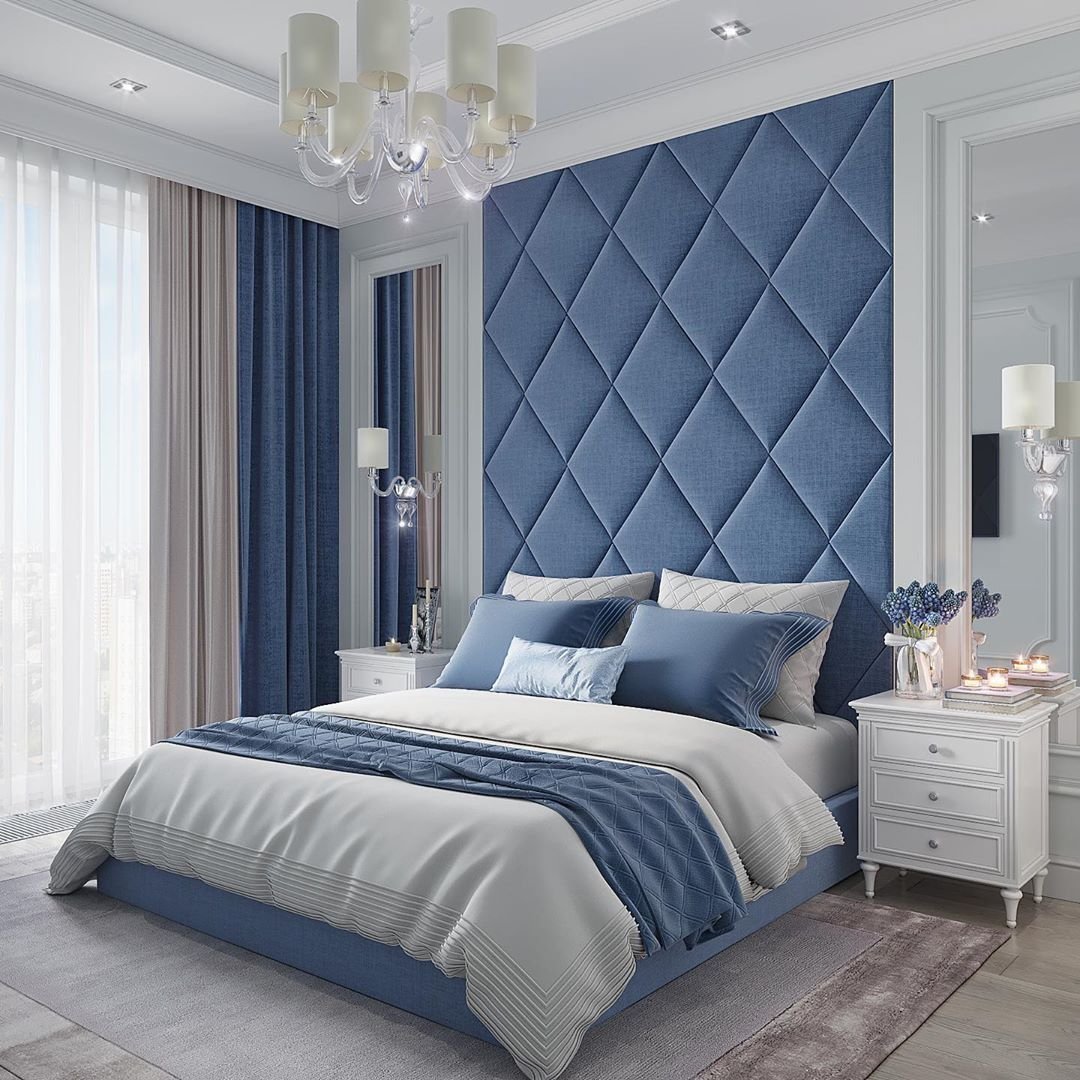 Синяя спальня — лучшие варианты сочетания. ТОП-100 фото новинок дизайна спальни с синим оттенком