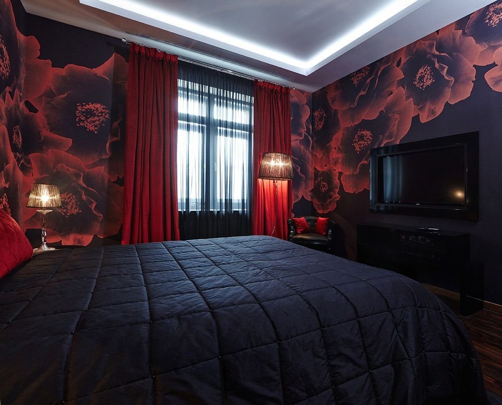 фото красной спальни