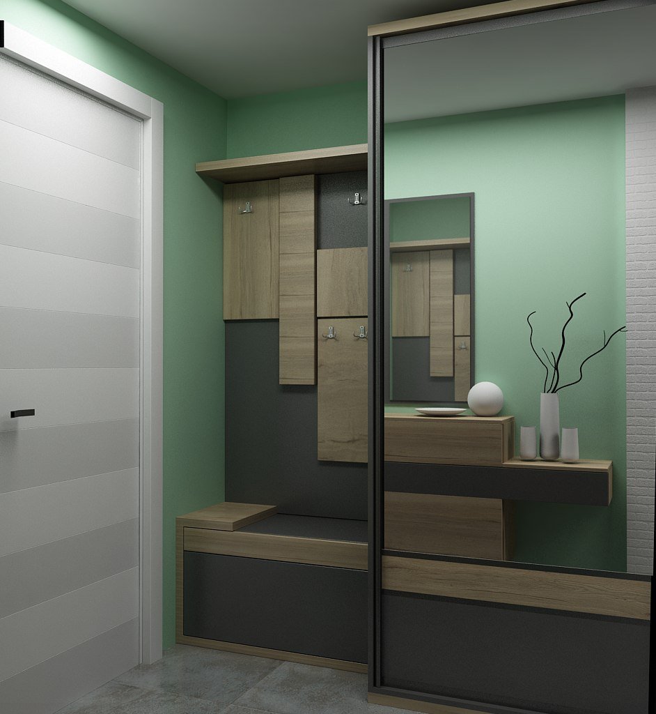 Прихожая шкаф в фисташковых тонах