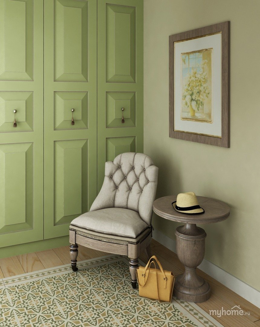 Прихожая в оливковом цвете