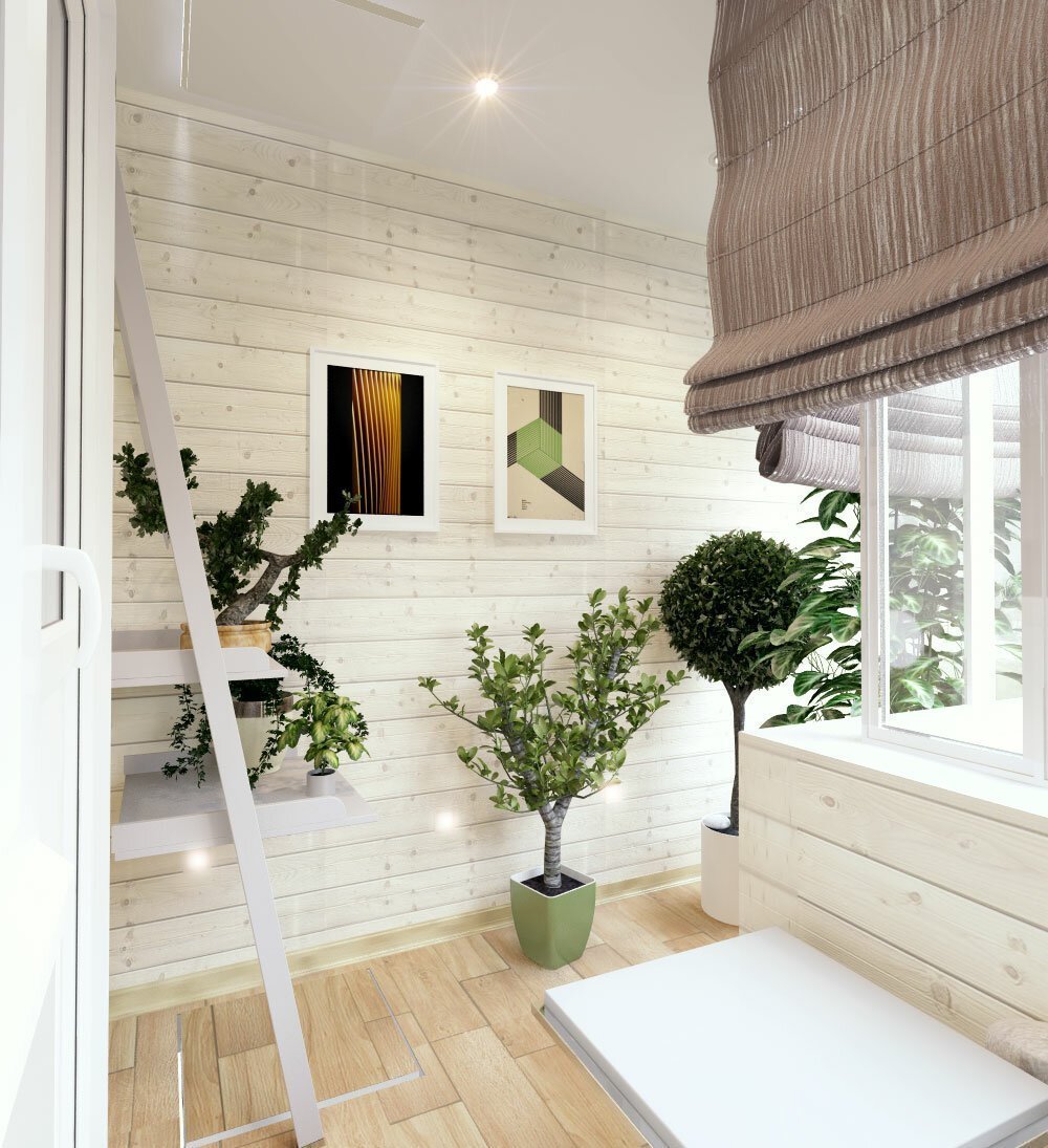 Стильный деревянный балкон