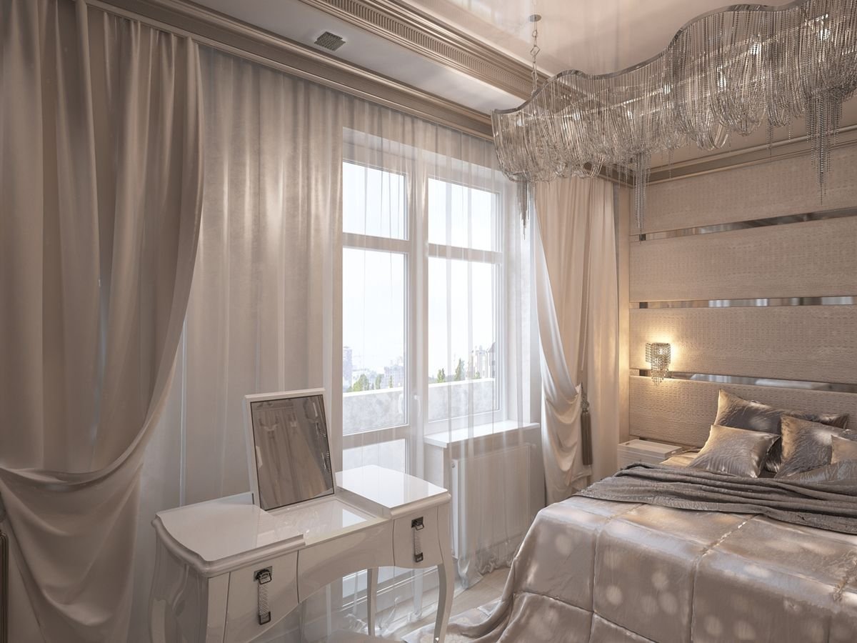 шторы в маленькую спальню в современном стиле