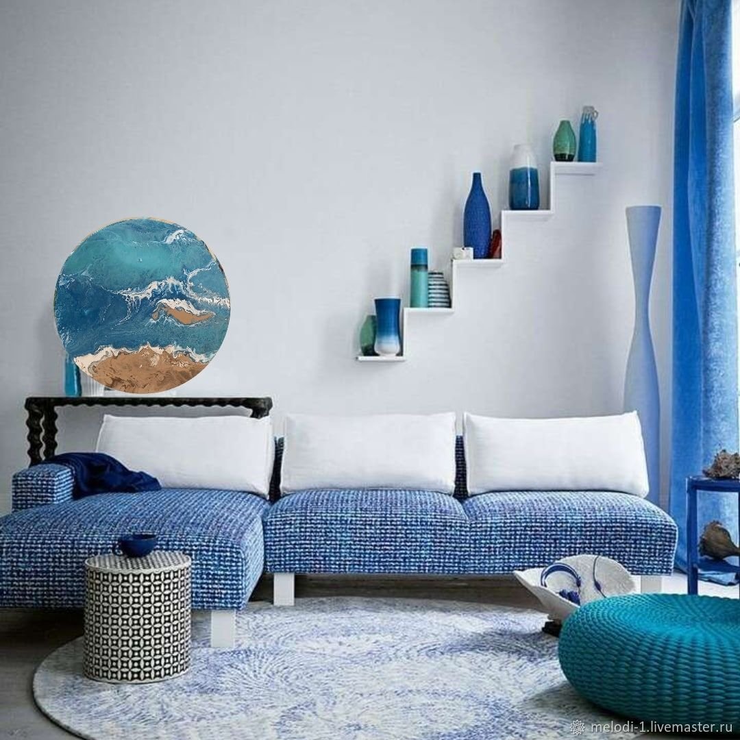 комната в бело синем цвете фото