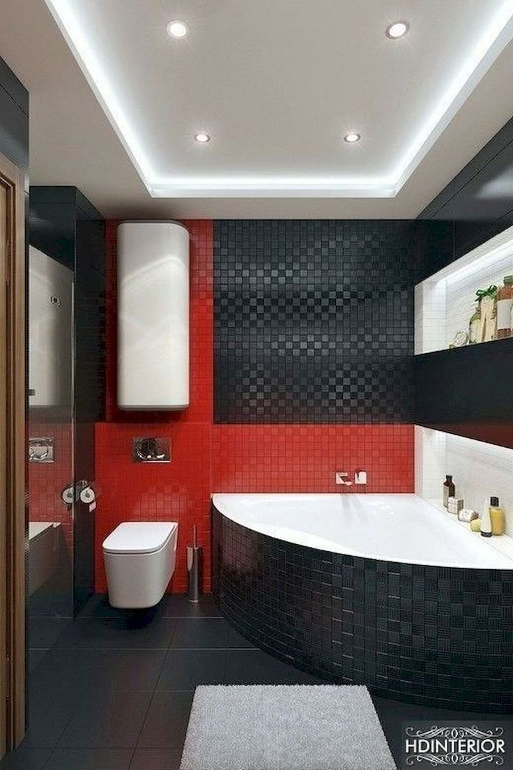 Современная ванная комната в черно Красном