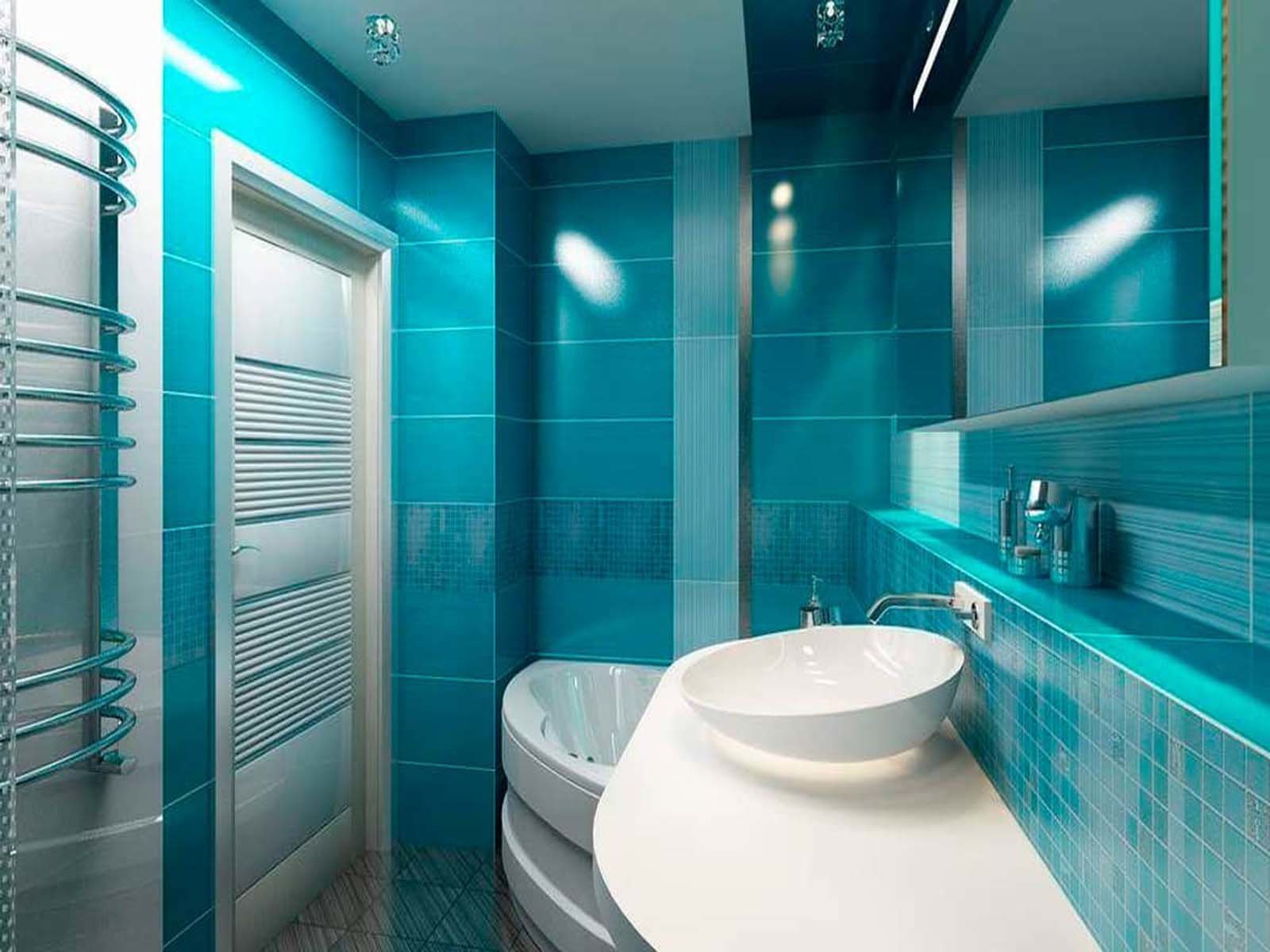 Бело голубая ванная комната - 73 фото