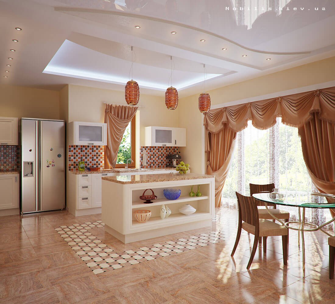 Потолок на кухне дизайн дом